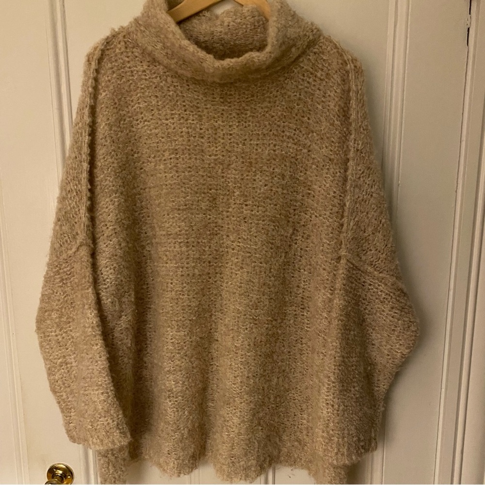 Free People Cream Cowl Neck Sweater
